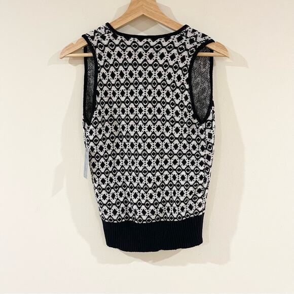 Anthropologie Maeve Sweater Vest Faux Wrap Black and White Woman’s size XSP - Picture 5 of 10
